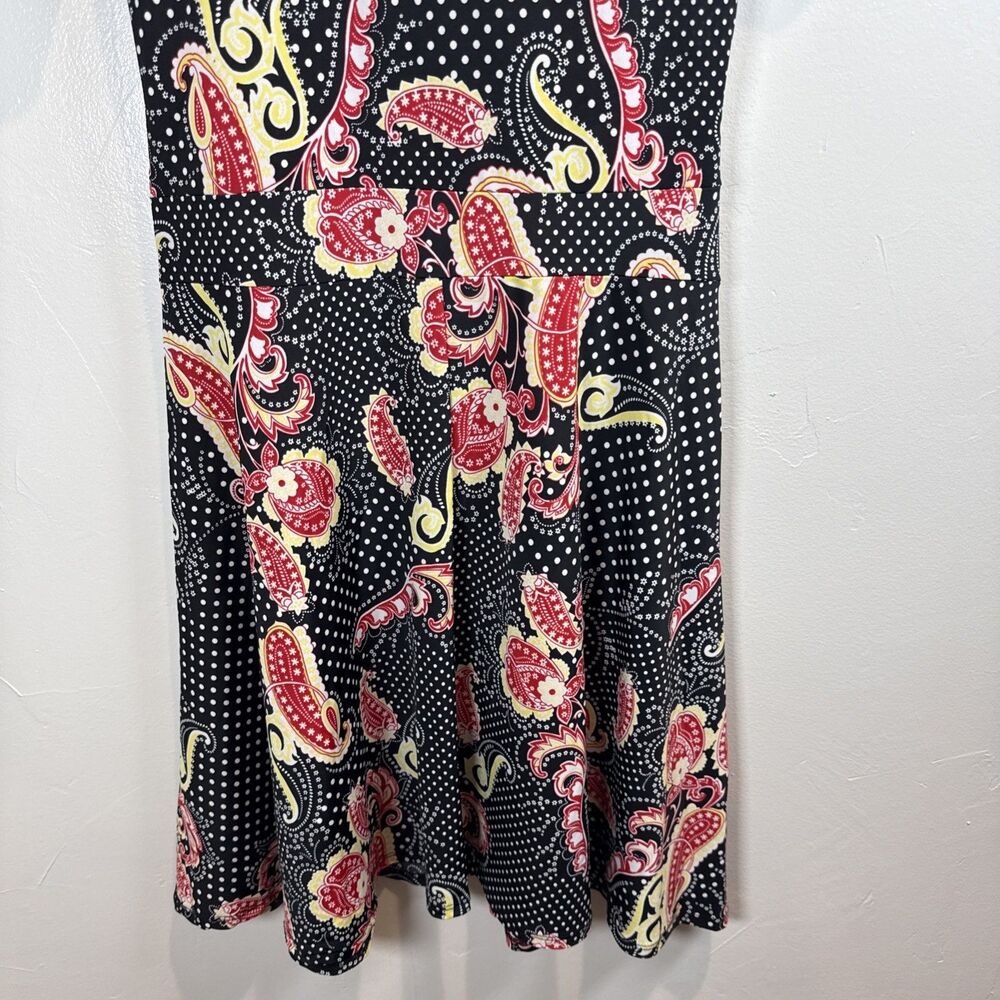 Paisley Floral Dress Retro Rock A Billy Colorful Size XS? Faux Wrap - Picture 8 of 9